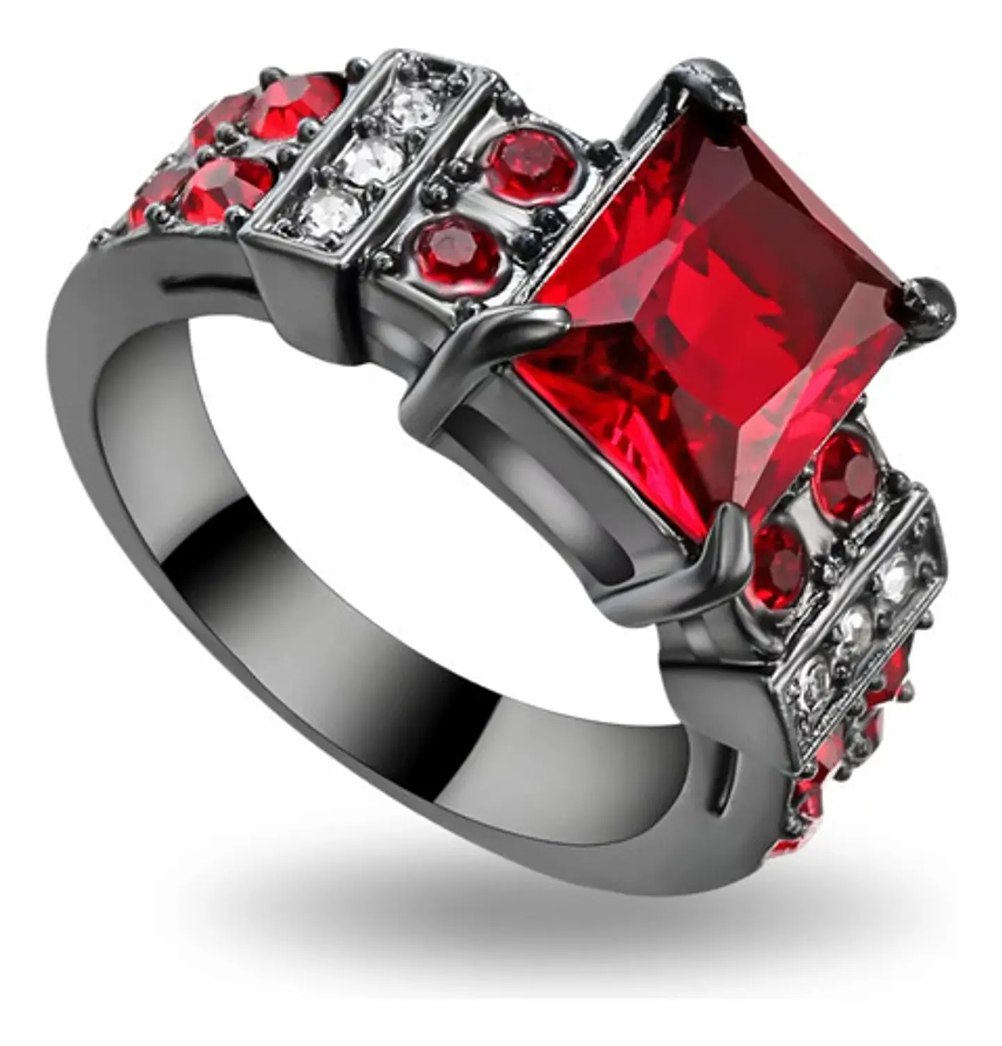Anillo Negro Vintage Moderno Para Mujeres Piedras Cz Lujo 2