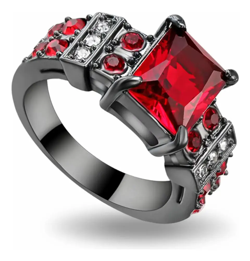 Anillo Negro Vintage Moderno Para Mujeres Piedras Cz Lujo 2