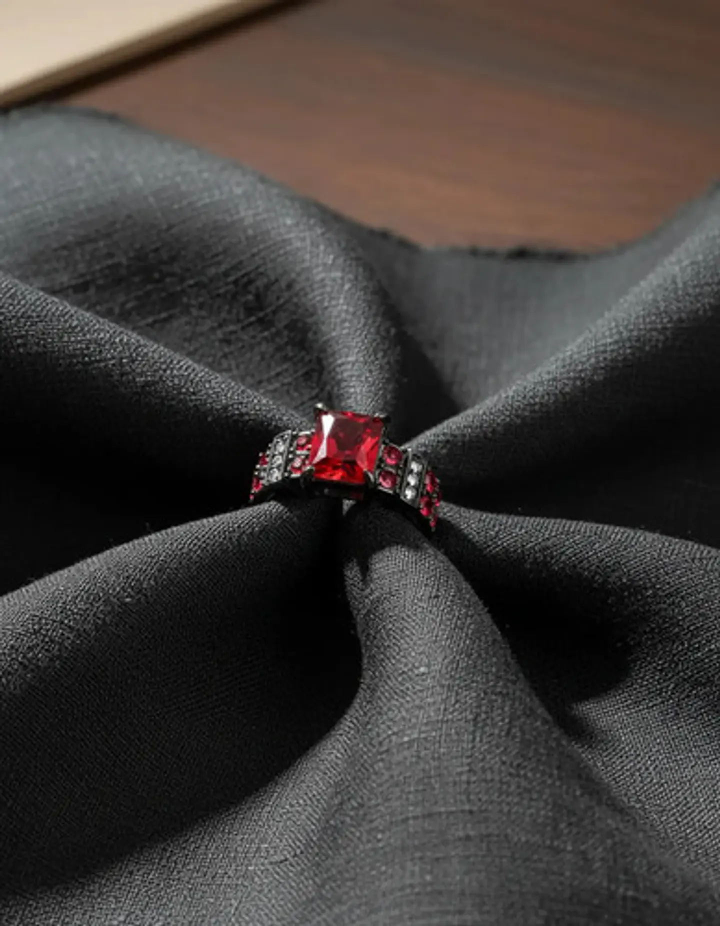 Anillo Negro Vintage Moderno Para Mujeres Piedras Cz Lujo 3