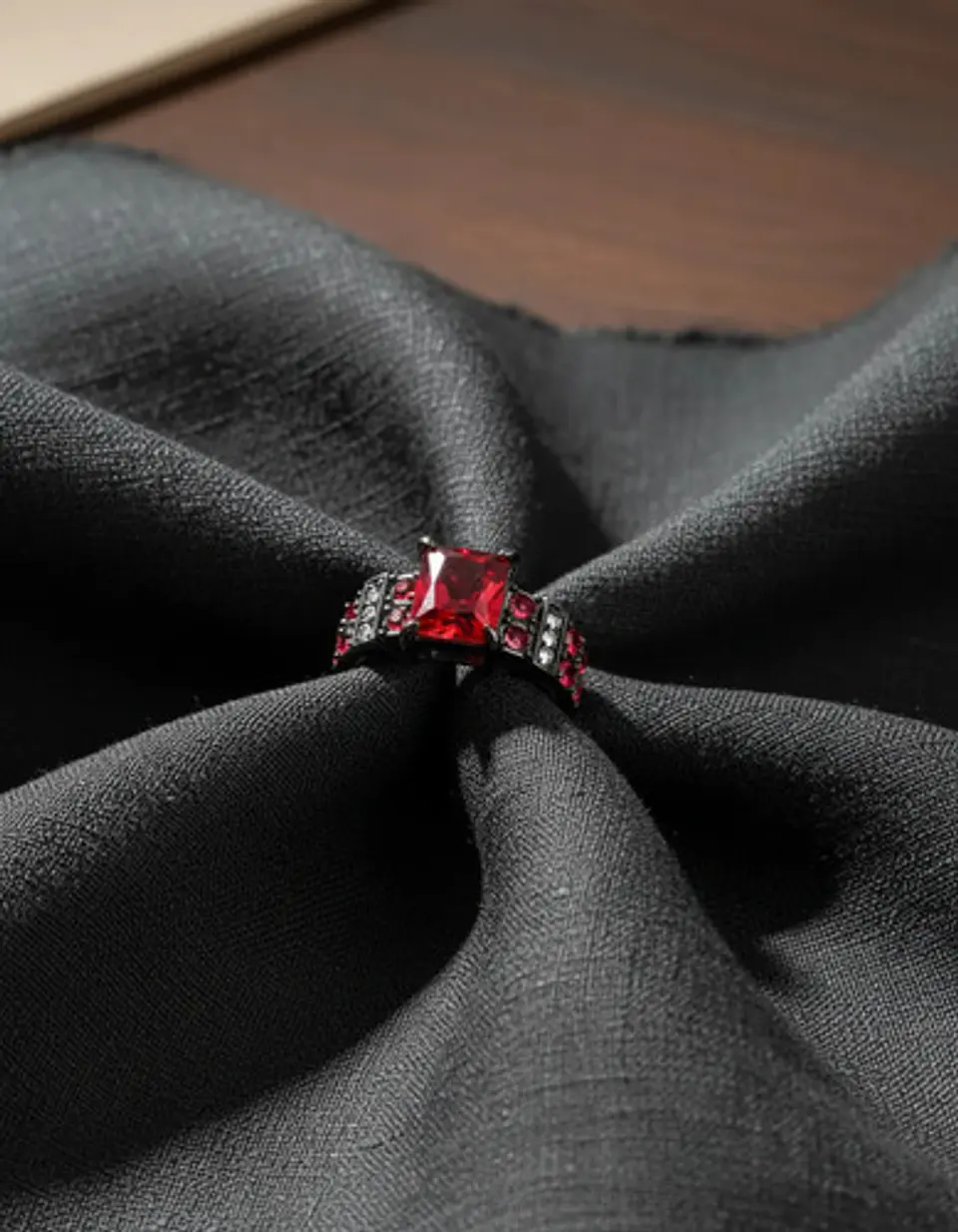 Anillo Negro Vintage Moderno Para Mujeres Piedras Cz Lujo 3