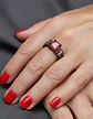 Anillo Negro Vintage Moderno Para Mujeres Piedras Cz Lujo - Miniatura 4
