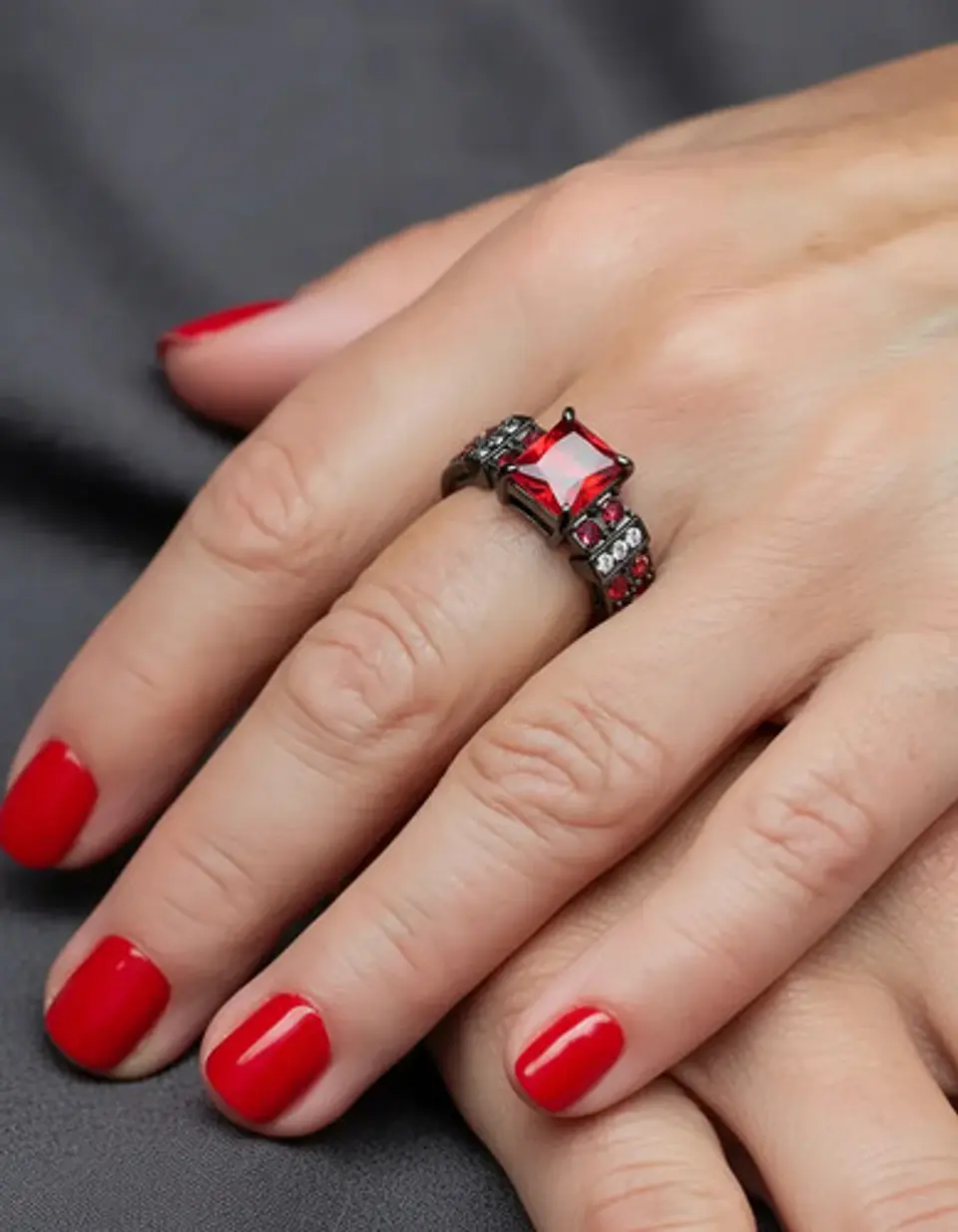 Anillo Negro Vintage Moderno Para Mujeres Piedras Cz Lujo 4