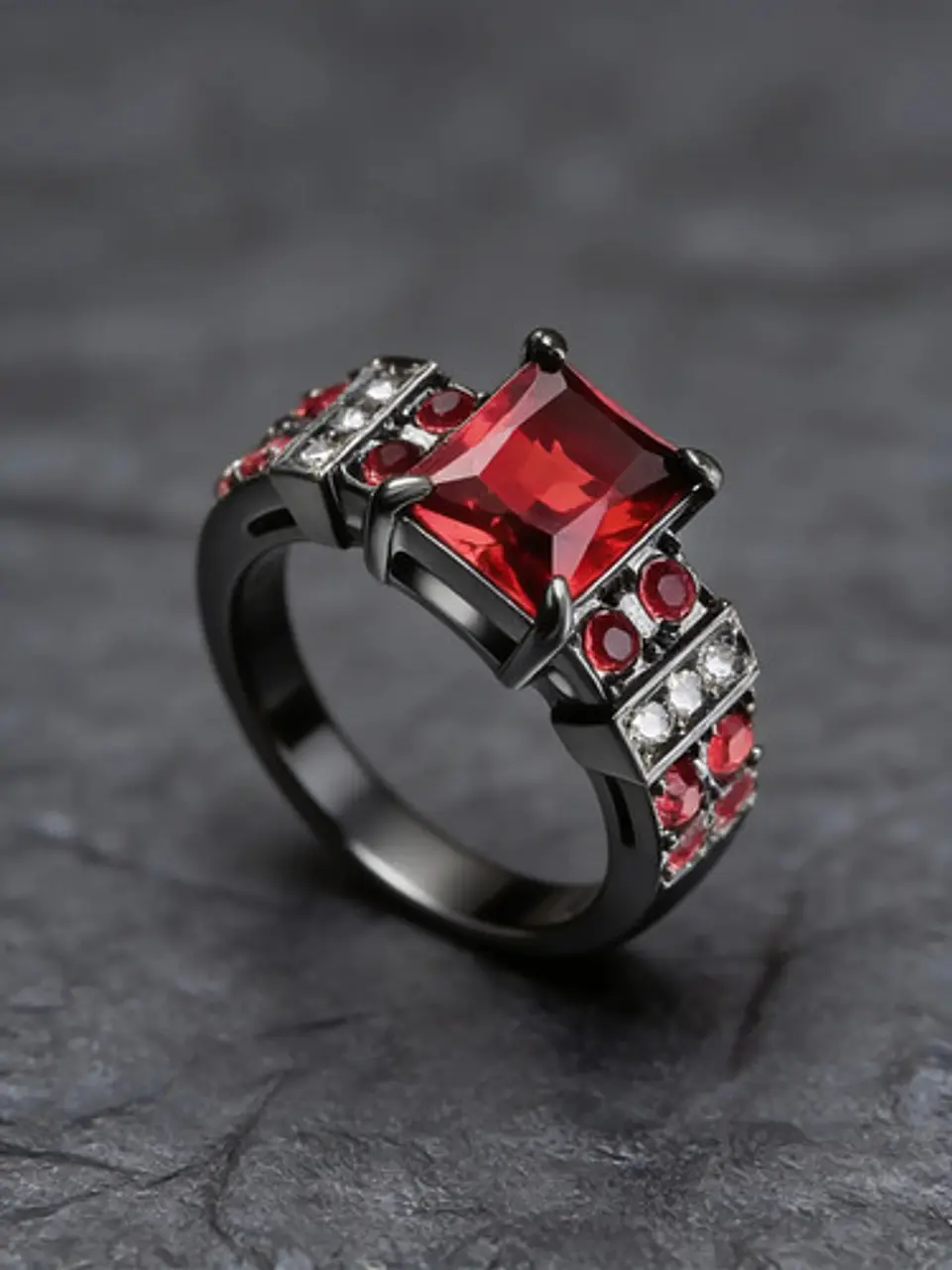 Anillo Negro Vintage Moderno Para Mujeres Piedras Cz Lujo 5