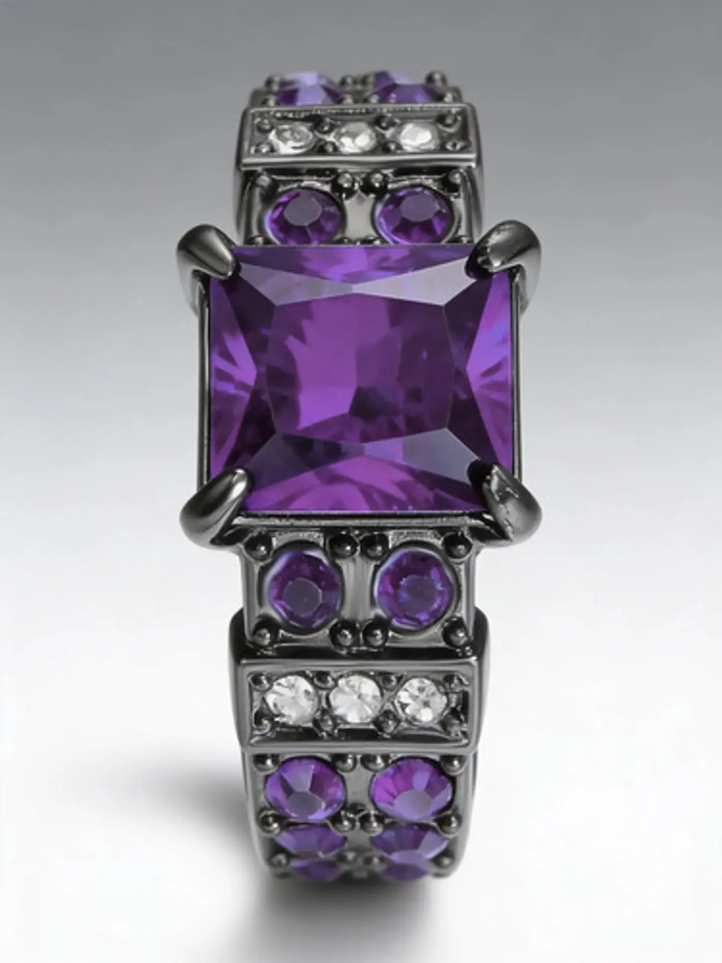 Anillo Negro Vintage Moderno Para Mujeres Piedras Cz Lujo 10