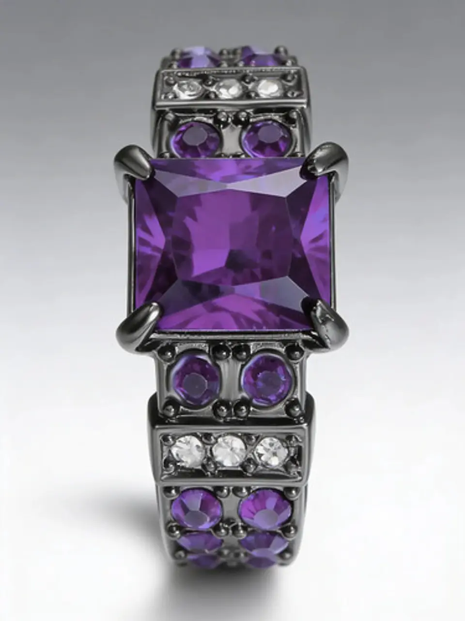 Anillo Negro Vintage Moderno Para Mujeres Piedras Cz Lujo 10