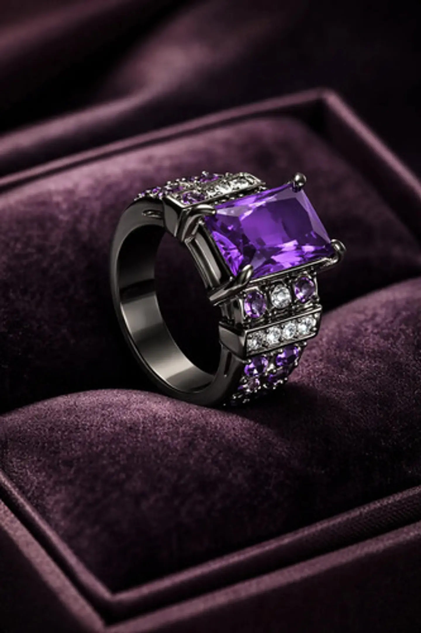 Anillo Negro Vintage Moderno Para Mujeres Piedras Cz Lujo 12