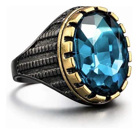 Anillo Moderno Para Hombre Y Mujer Con Piedra Azul Turquesa