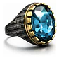 Anillo Moderno Para Hombre Y Mujer Con Piedra Azul Turquesa - Miniatura 1