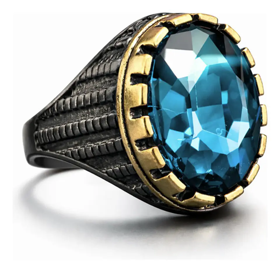 Anillo Moderno Para Hombre Y Mujer Con Piedra Azul Turquesa 1