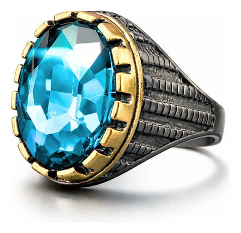 Anillo Moderno Para Hombre Y Mujer Con Piedra Azul Turquesa