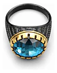 Anillo Moderno Para Hombre Y Mujer Con Piedra Azul Turquesa - Miniatura 3
