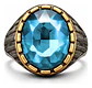 Anillo Moderno Para Hombre Y Mujer Con Piedra Azul Turquesa - Miniatura 4