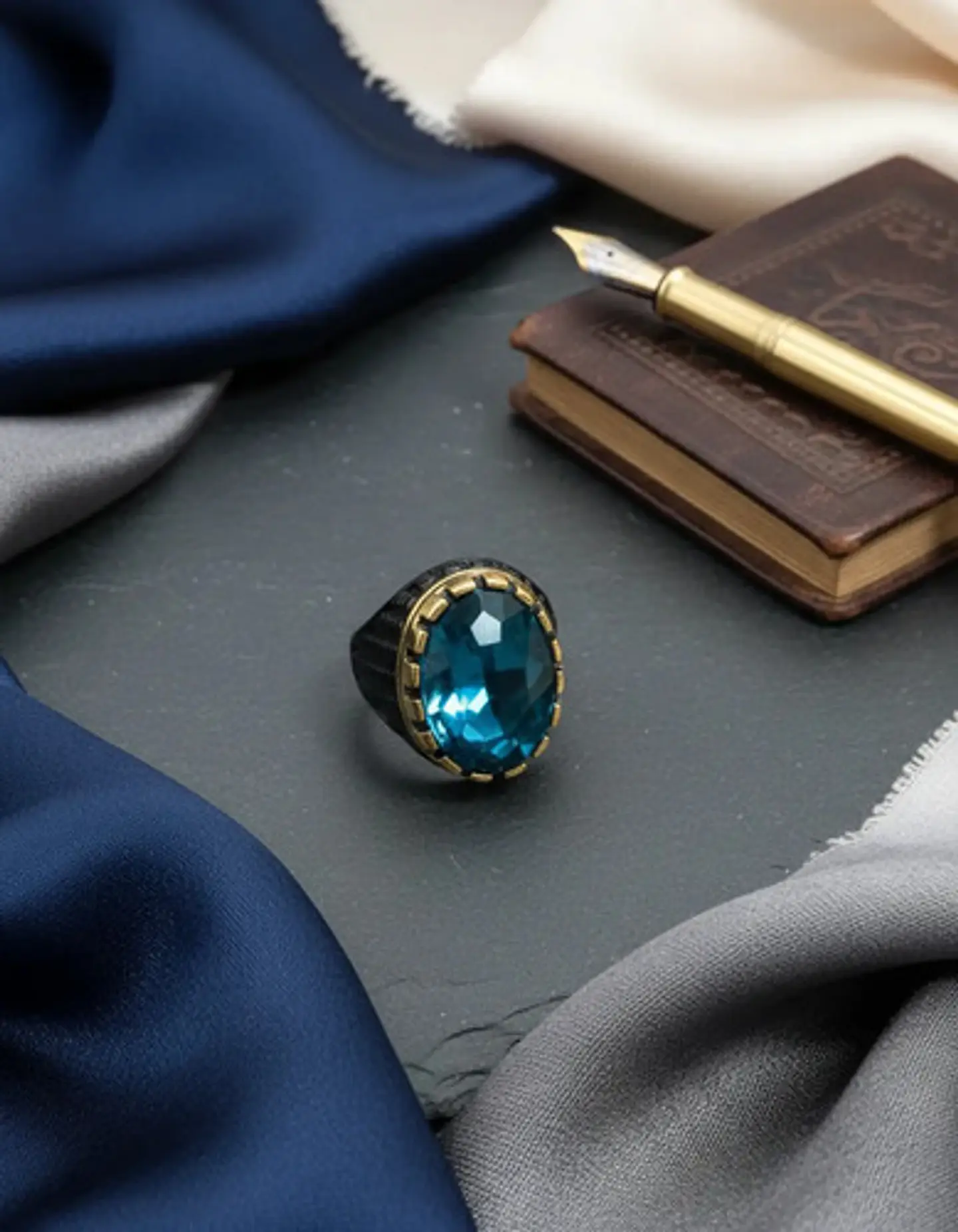 Anillo Moderno Para Hombre Y Mujer Con Piedra Azul Turquesa 8