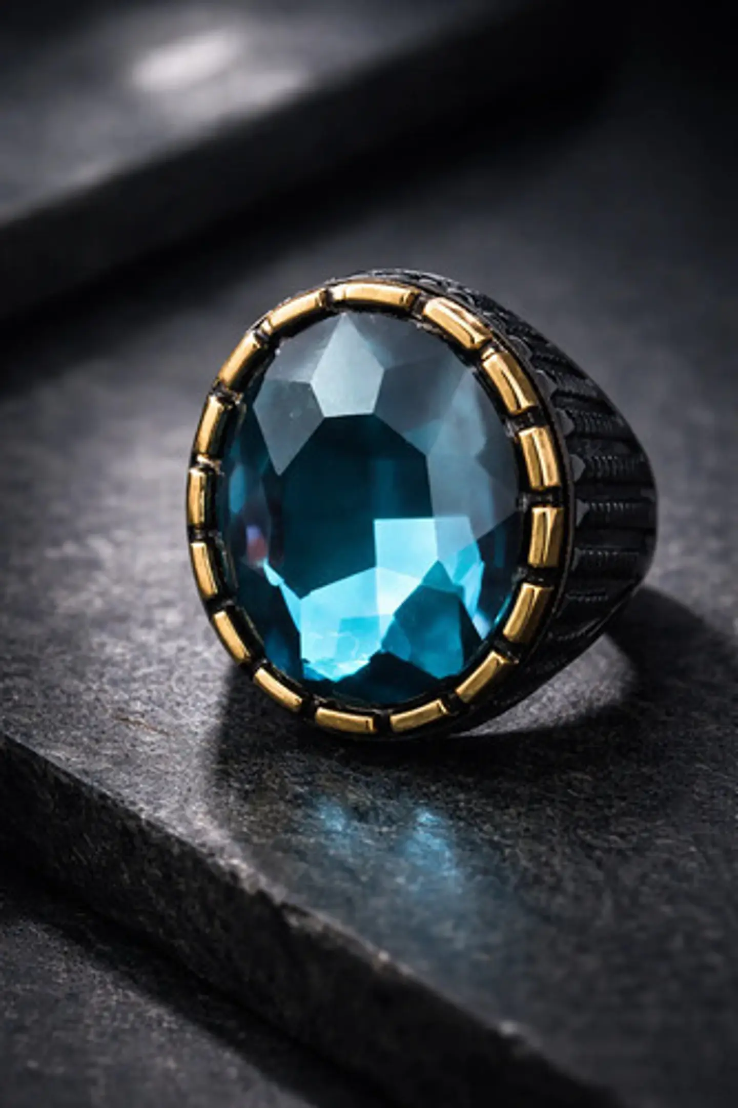 Anillo Moderno Para Hombre Y Mujer Con Piedra Azul Turquesa 9