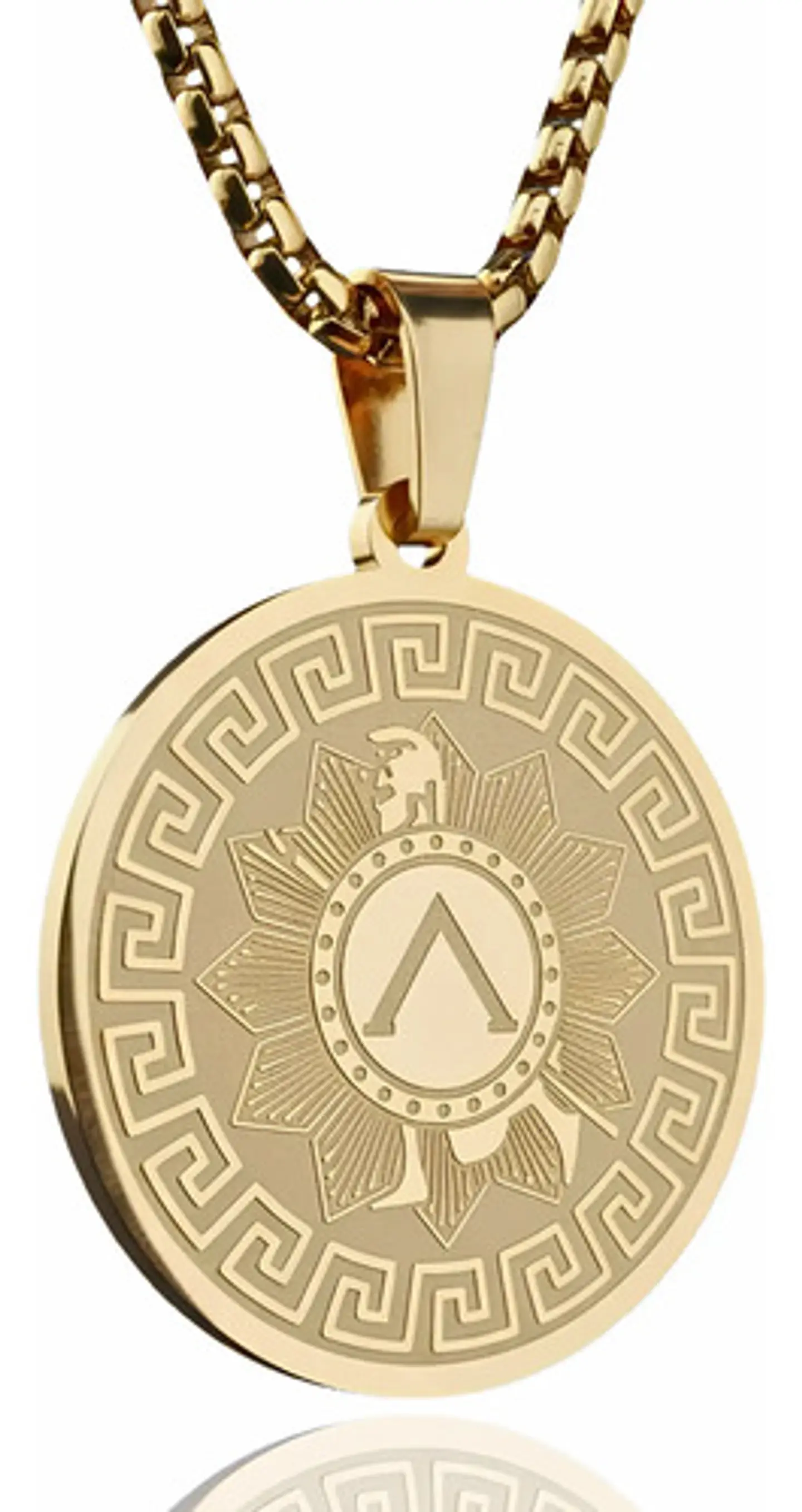Collar De Acero Para Hombres Dije Medalla Espartano Guerrero 2