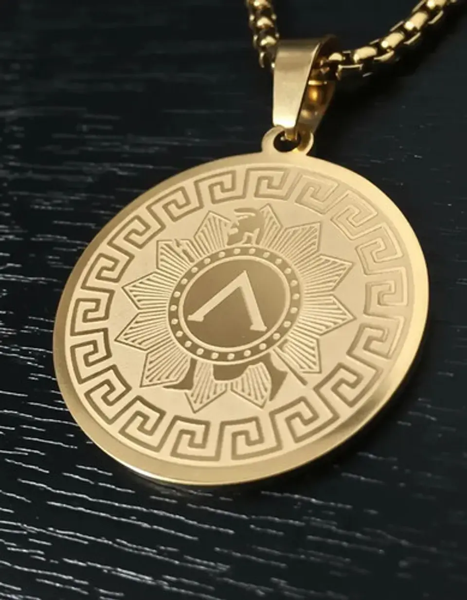 Collar De Acero Para Hombres Dije Medalla Espartano Guerrero 4