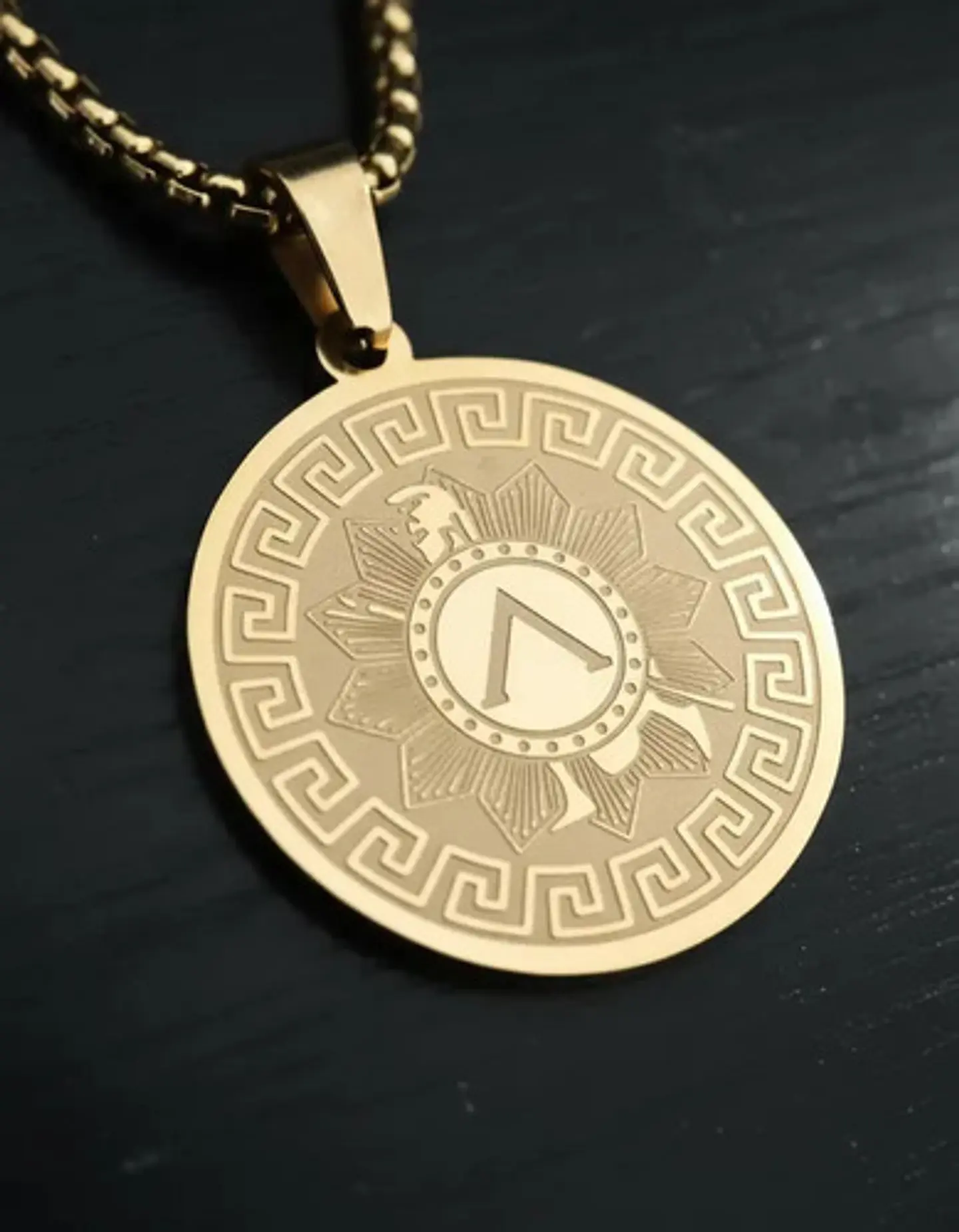 Collar De Acero Para Hombres Dije Medalla Espartano Guerrero 5