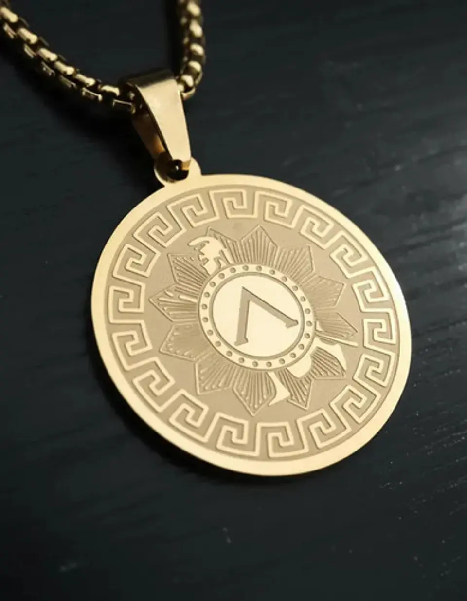 Collar De Acero Para Hombres Dije Medalla Espartano Guerrero 5