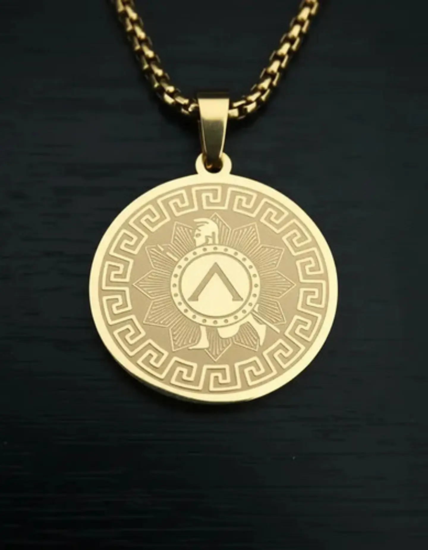 Collar De Acero Para Hombres Dije Medalla Espartano Guerrero 6