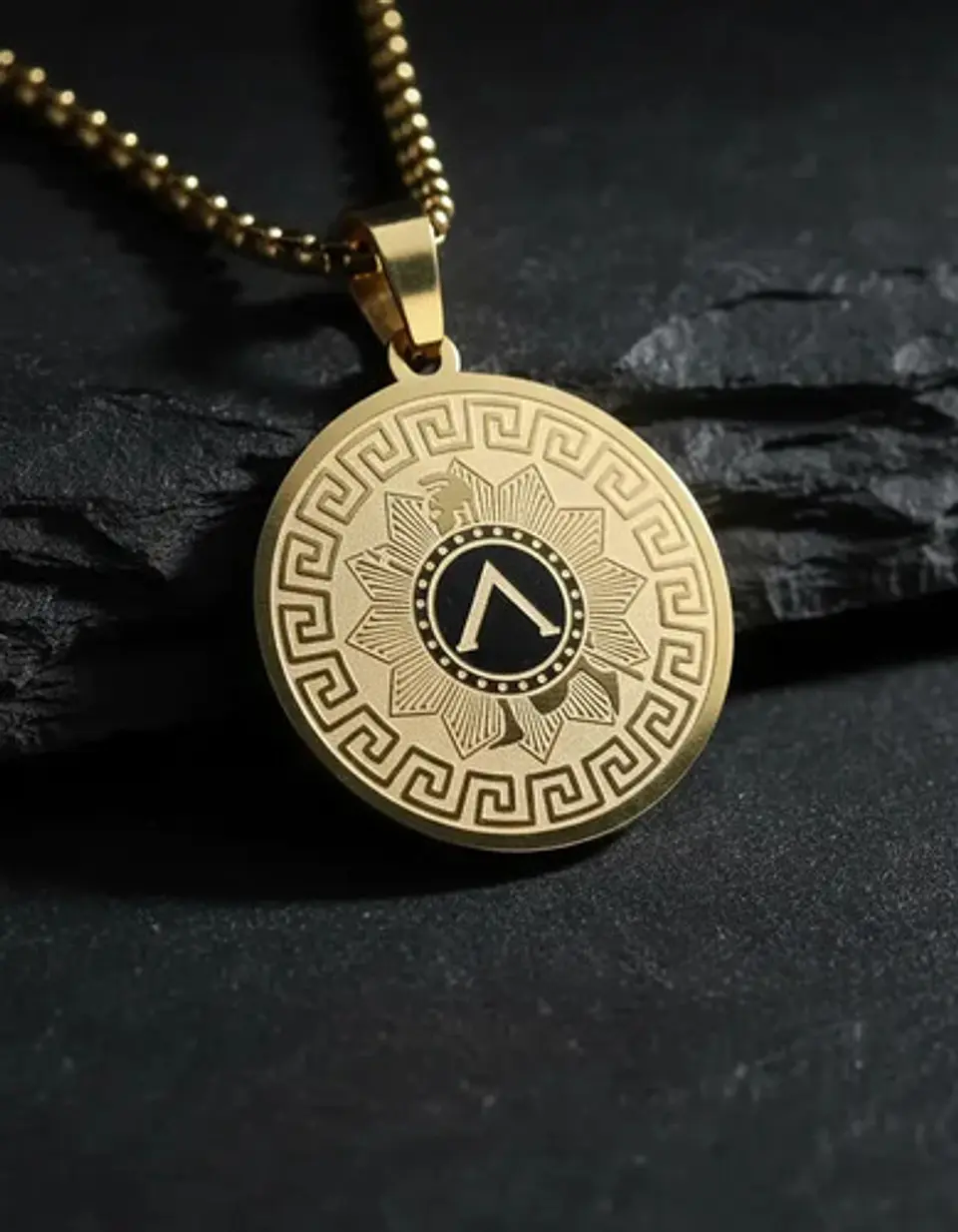 Collar De Acero Para Hombres Dije Medalla Espartano Guerrero 8