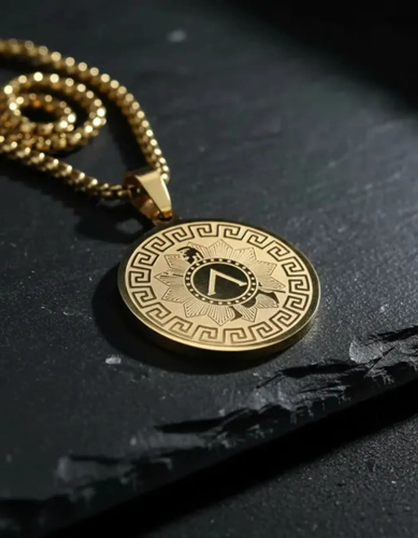 Collar De Acero Para Hombres Dije Medalla Espartano Guerrero 9