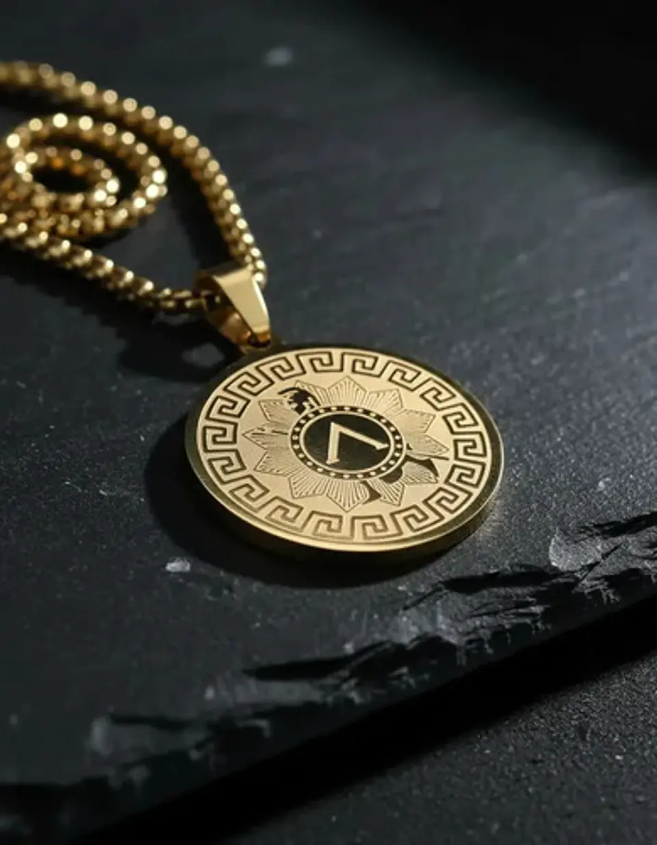 Collar De Acero Para Hombres Dije Medalla Espartano Guerrero 9