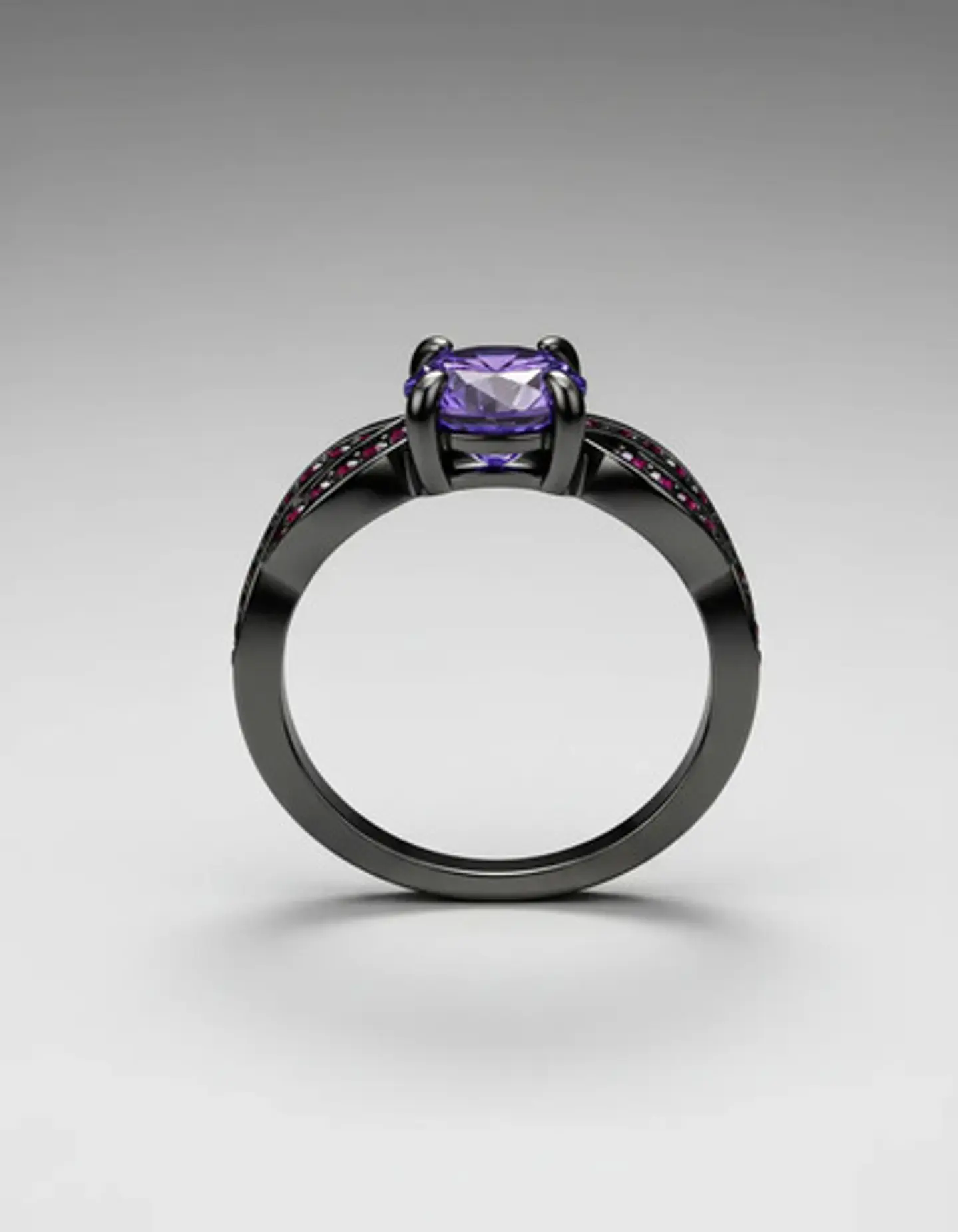 Anillo Moderno Negro Para Mujeres Elegante Cz Corte Redondo 2