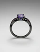 Anillo Moderno Negro Para Mujeres Elegante Cz Corte Redondo - Miniatura 2