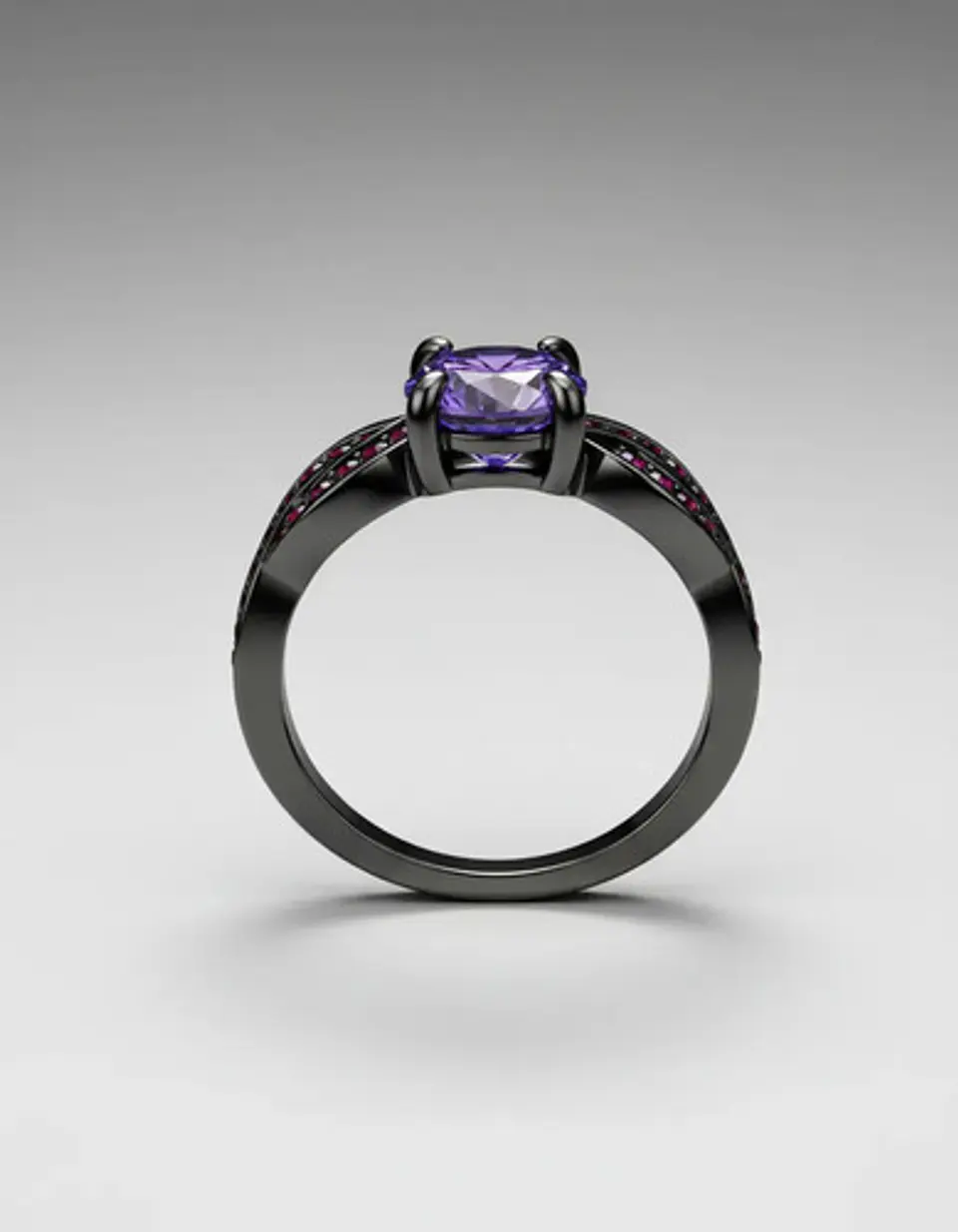 Anillo Moderno Negro Para Mujeres Elegante Cz Corte Redondo 2