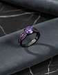 Anillo Moderno Negro Para Mujeres Elegante Cz Corte Redondo - Miniatura 8
