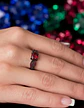 Anillo Moderno Negro Para Mujeres Elegante Cz Corte Redondo - Miniatura 13
