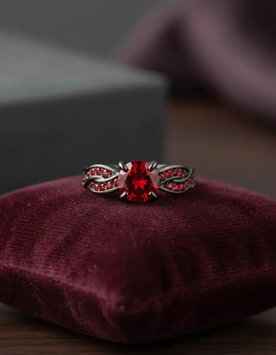 Anillo Moderno Negro Para Mujeres Elegante Cz Corte Redondo 16