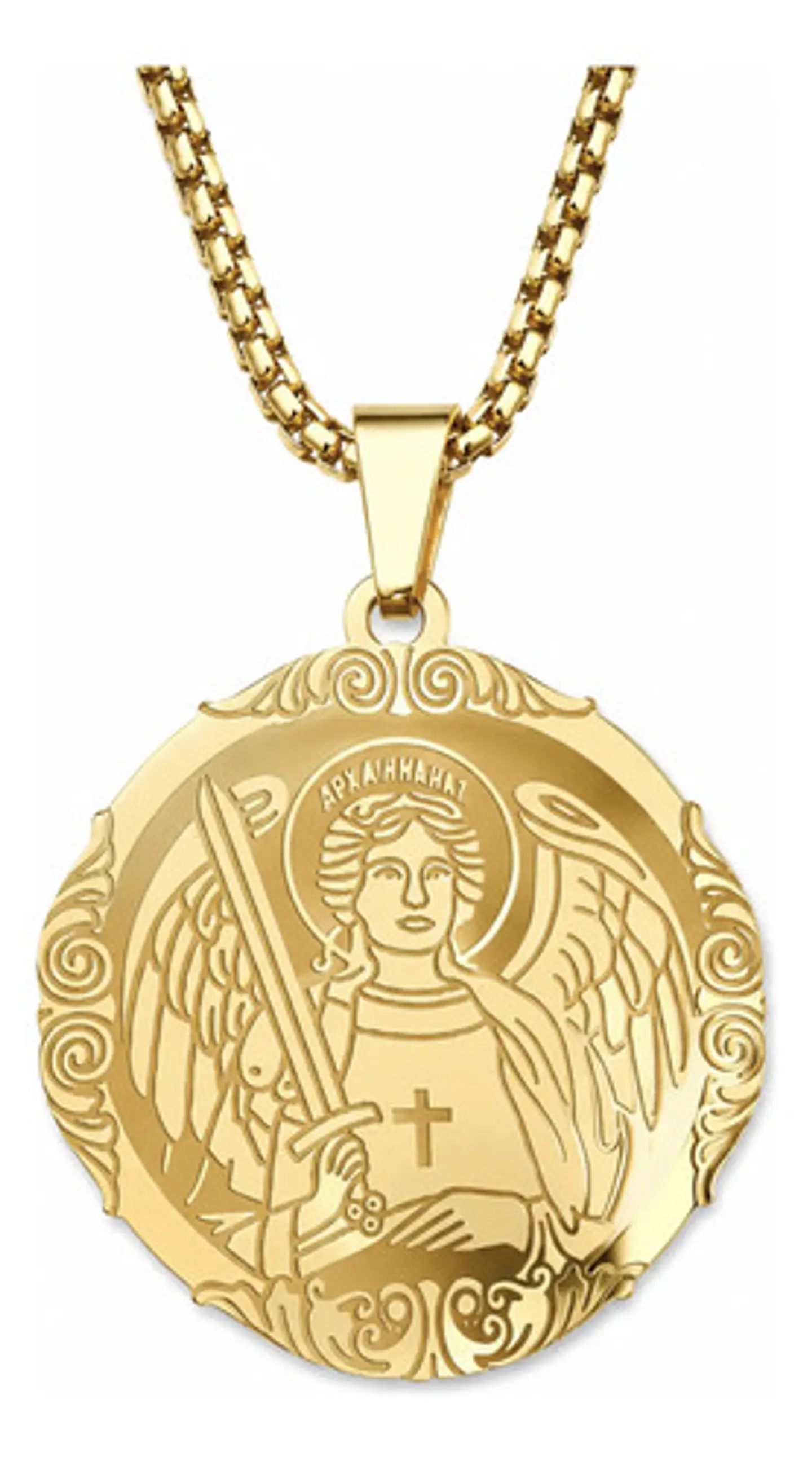 Collar Acero Para Hombre Y Mujer Dije Saint Michael Arcángel 1