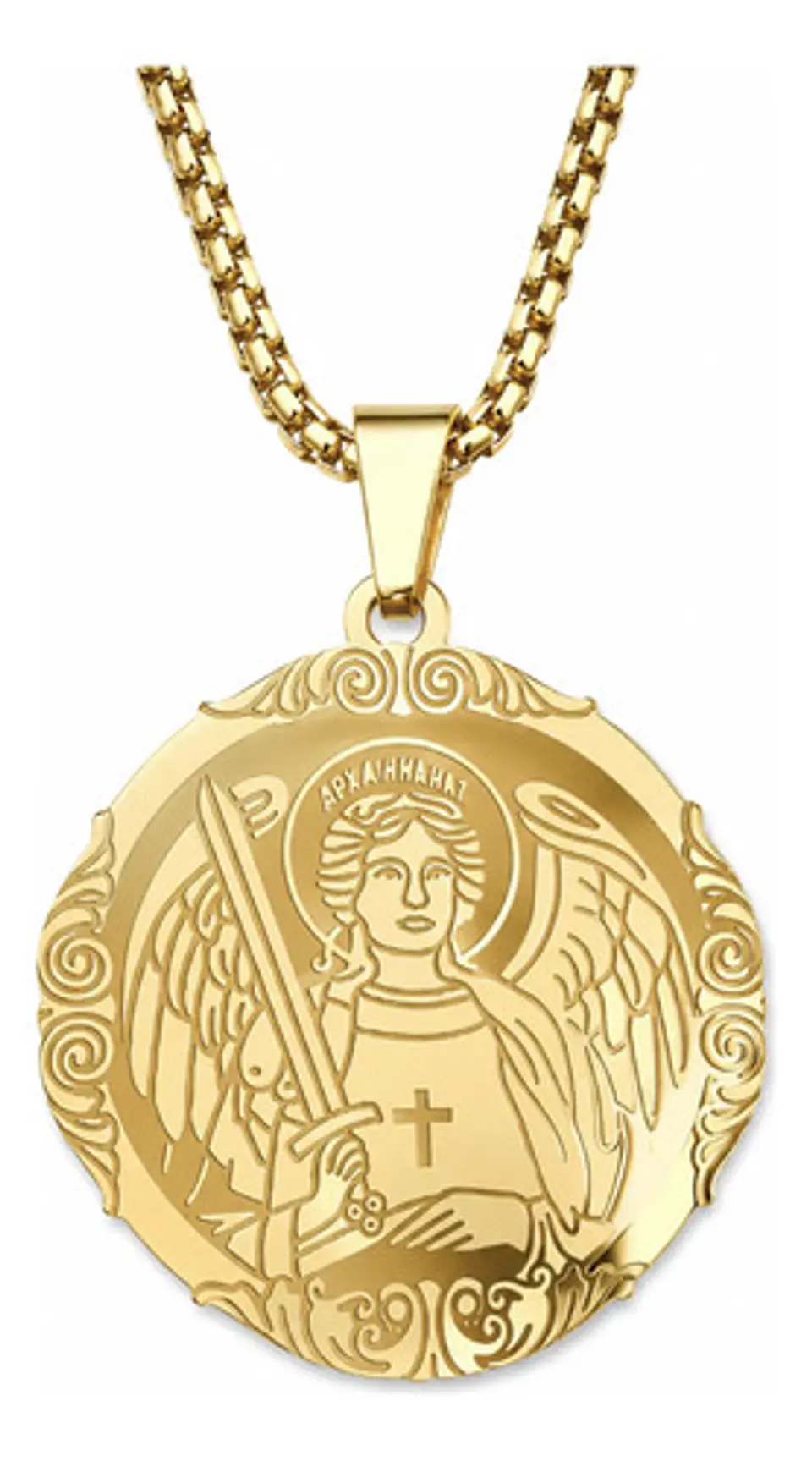 Collar Acero Para Hombre Y Mujer Dije Saint Michael Arcángel 1
