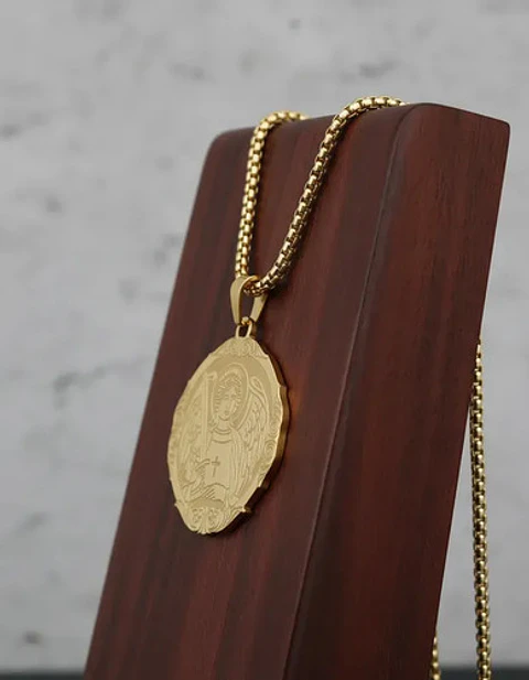Collar Acero Para Hombre Y Mujer Dije Saint Michael Arcángel