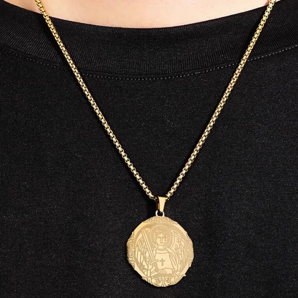 Collar Acero Para Hombre Y Mujer Dije Saint Michael Arcángel 4