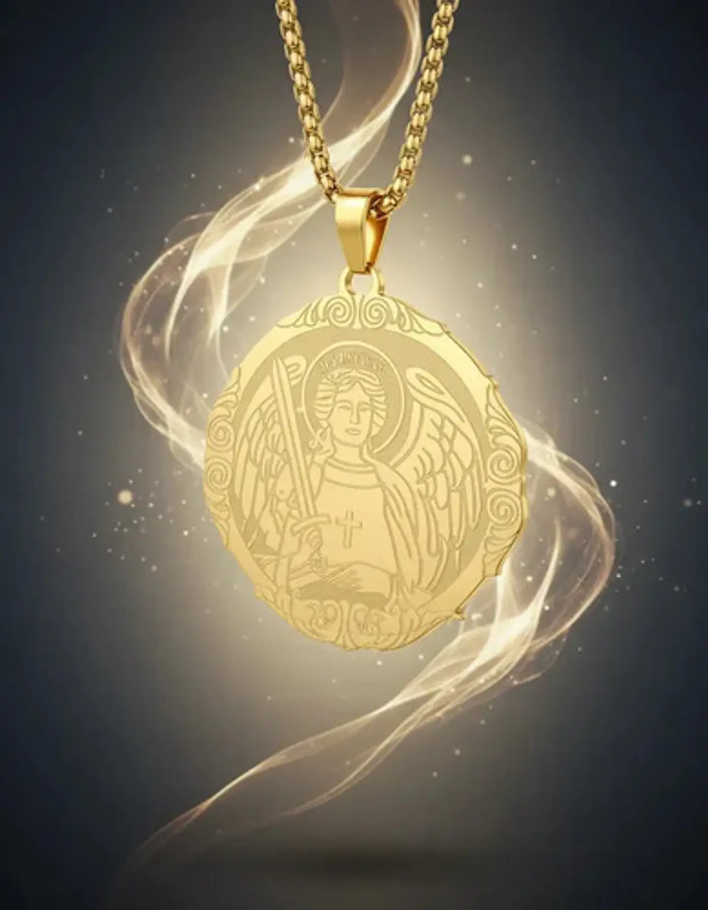 Collar Acero Para Hombre Y Mujer Dije Saint Michael Arcángel 6