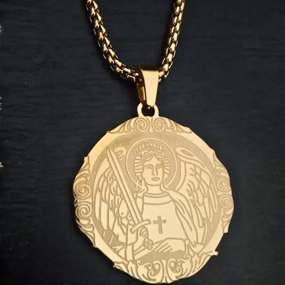 Collar Acero Para Hombre Y Mujer Dije Saint Michael Arcángel 7