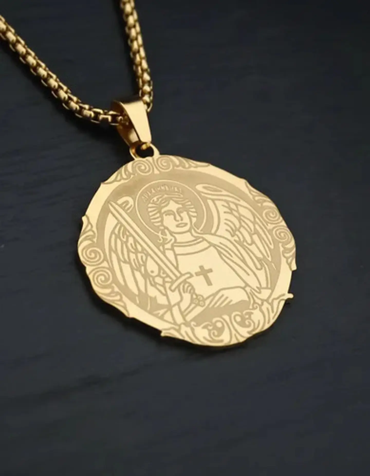 Collar Acero Para Hombre Y Mujer Dije Saint Michael Arcángel 8