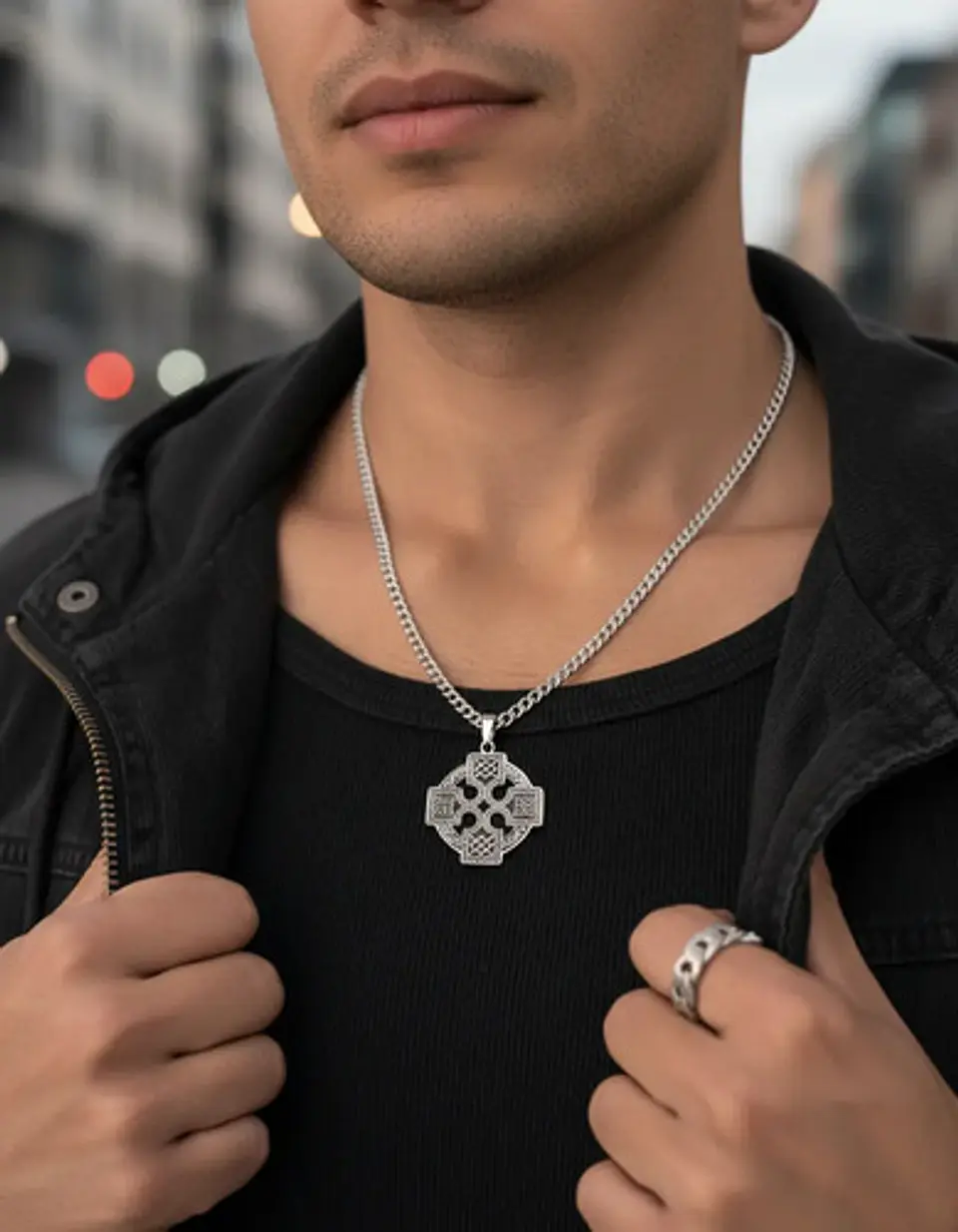 Collar Para Hombre Y Mujer Dije Nudo Bruja Cruz Celta Acero 3