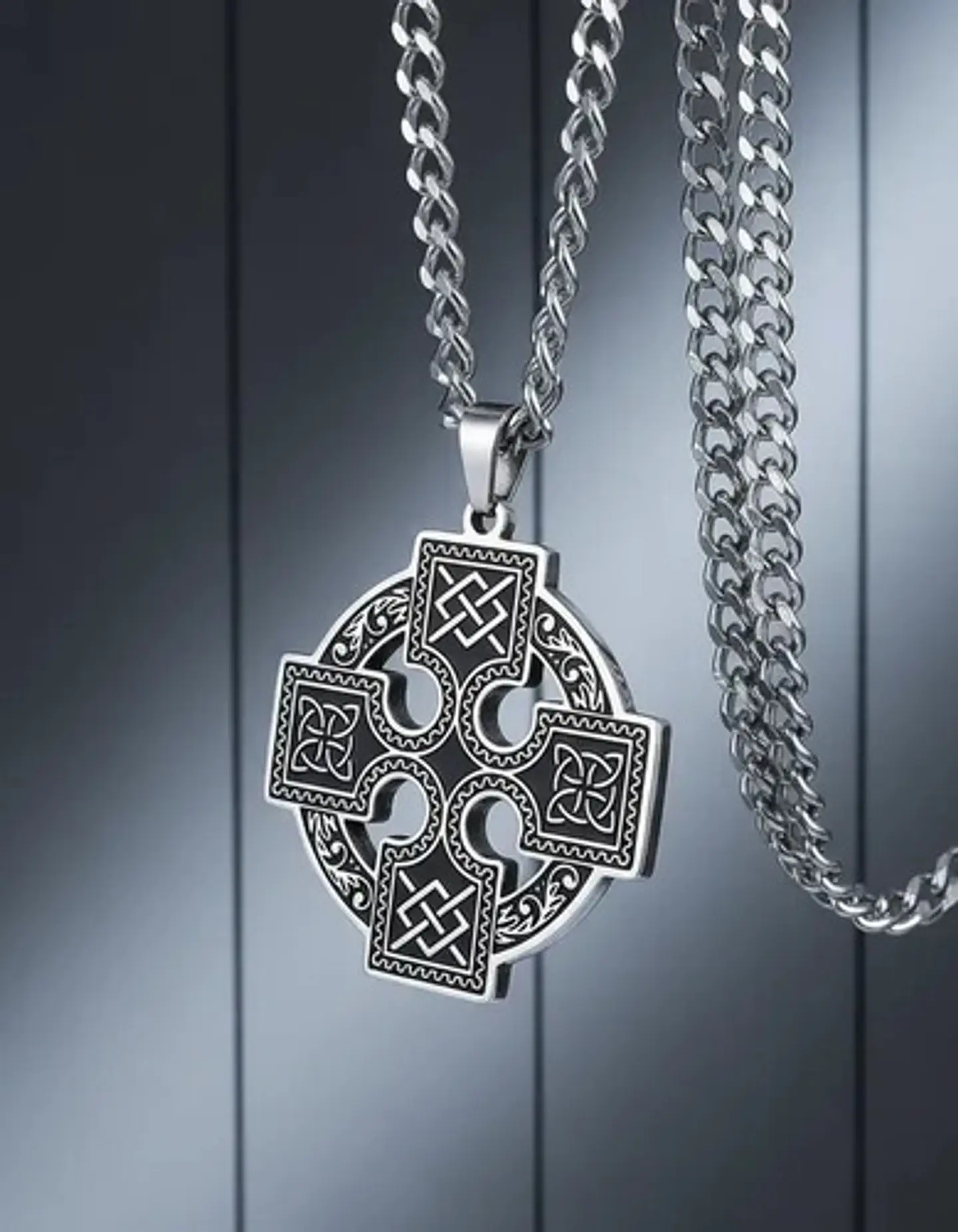Collar Para Hombre Y Mujer Dije Nudo Bruja Cruz Celta Acero 5