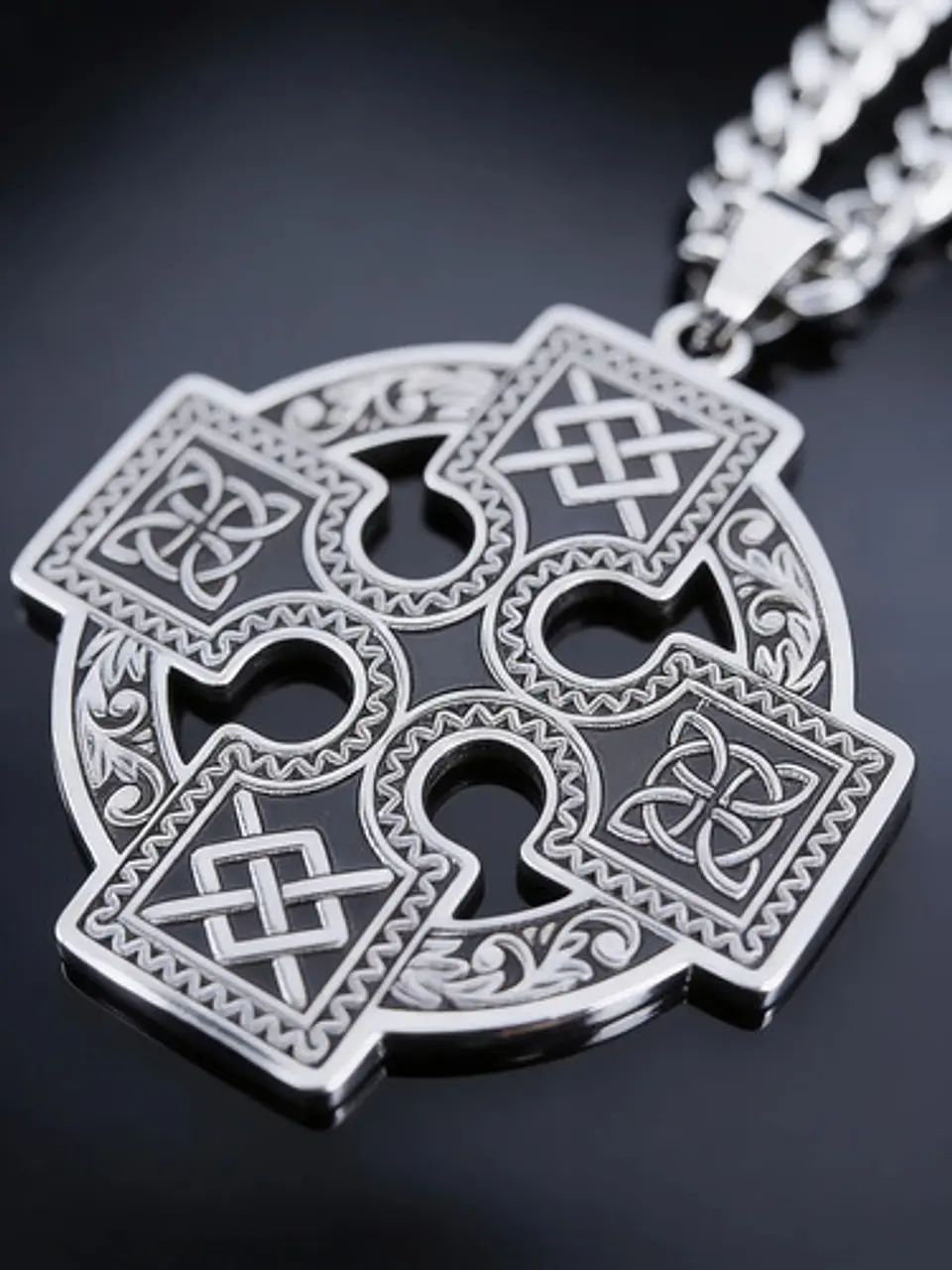 Collar Para Hombre Y Mujer Dije Nudo Bruja Cruz Celta Acero 7
