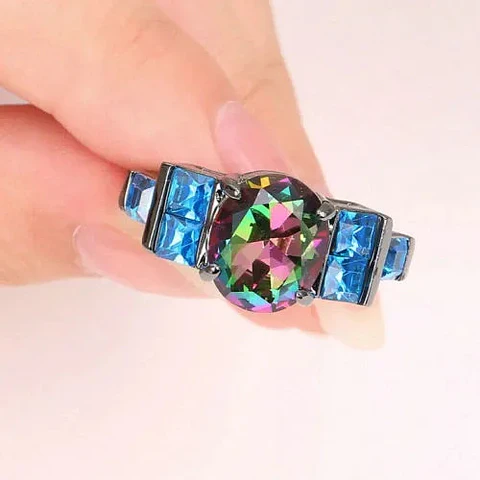 Anillo Vintage Moderno Para Mujeres Piedras Lujo Elegante