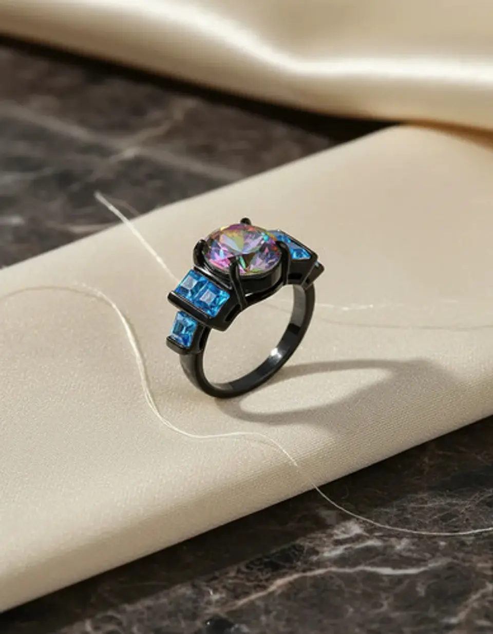 Anillo Vintage Moderno Para Mujeres Piedras Lujo Elegante 7