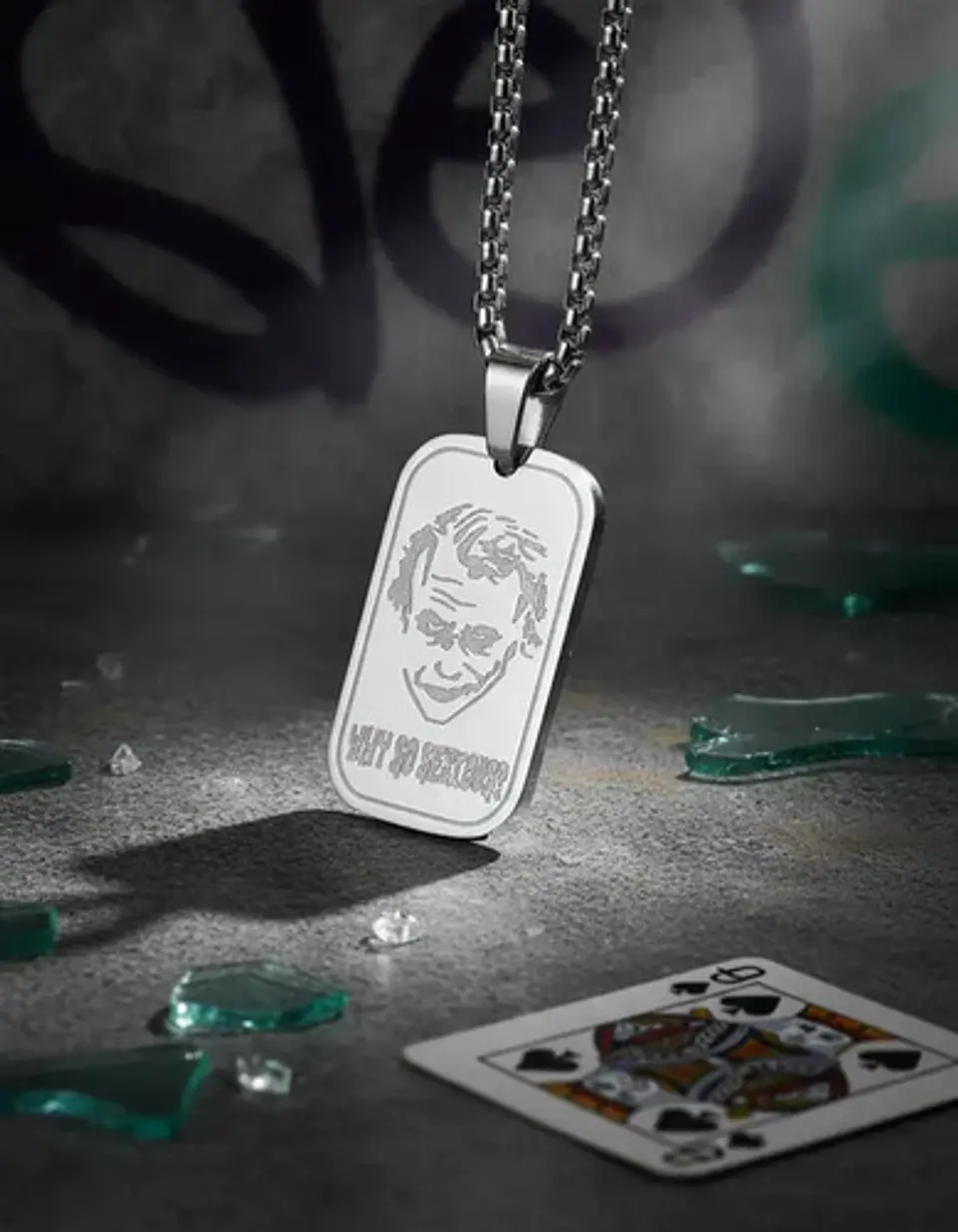 Collar De Acero Para Hombre Y Mujer Dije Guason Joker Batman 13