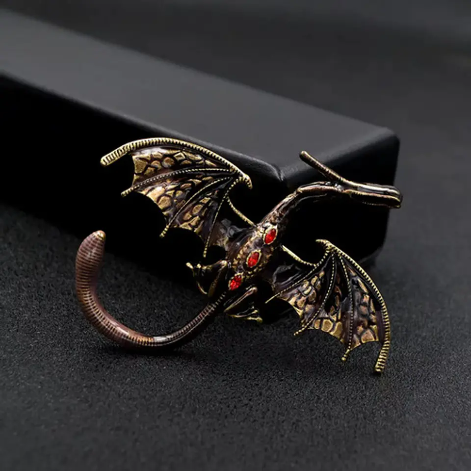 Broche De Alfiler Para Mujer Forma Dragón Esmaltado Cristal 7