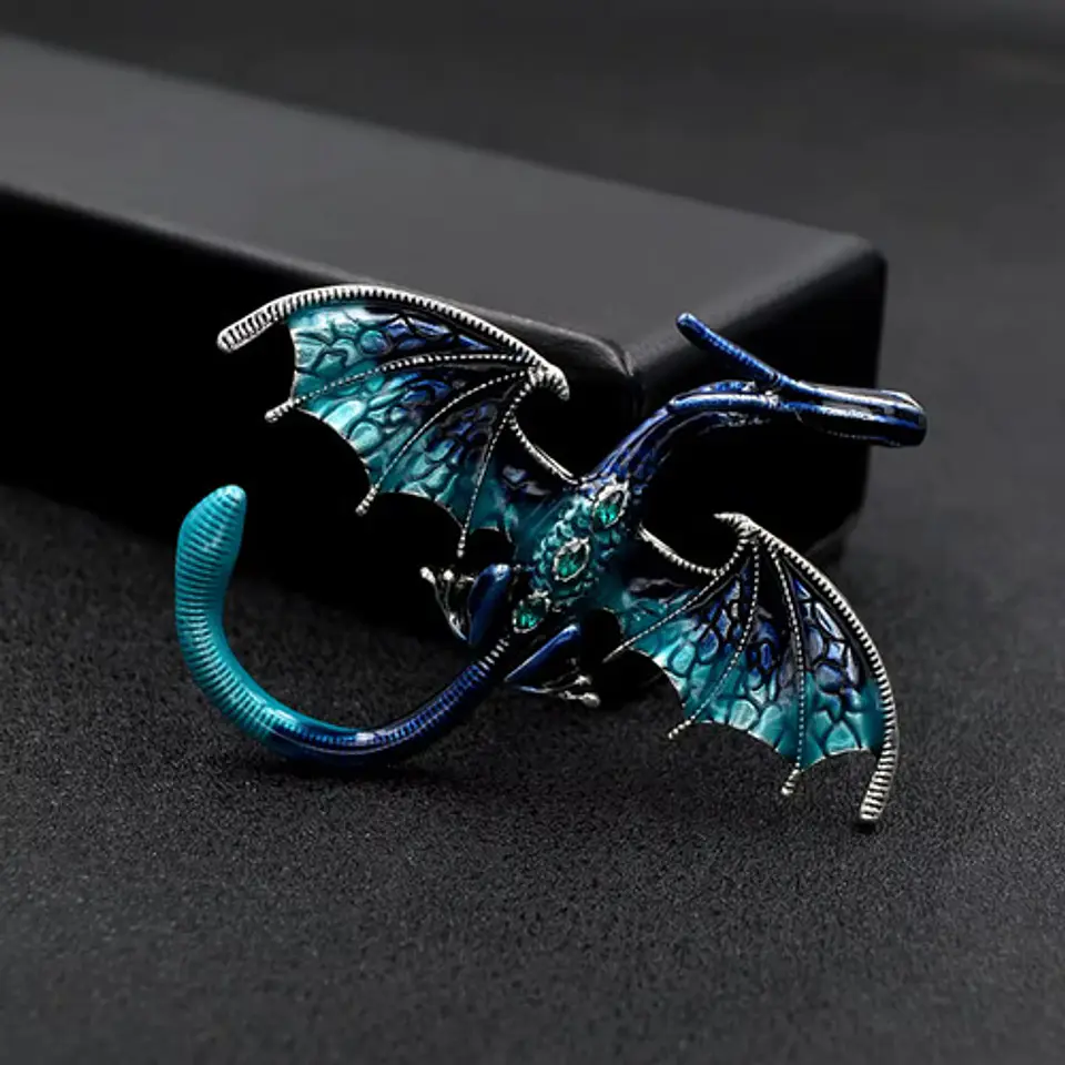 Broche De Alfiler Para Mujer Forma Dragón Esmaltado Cristal 10