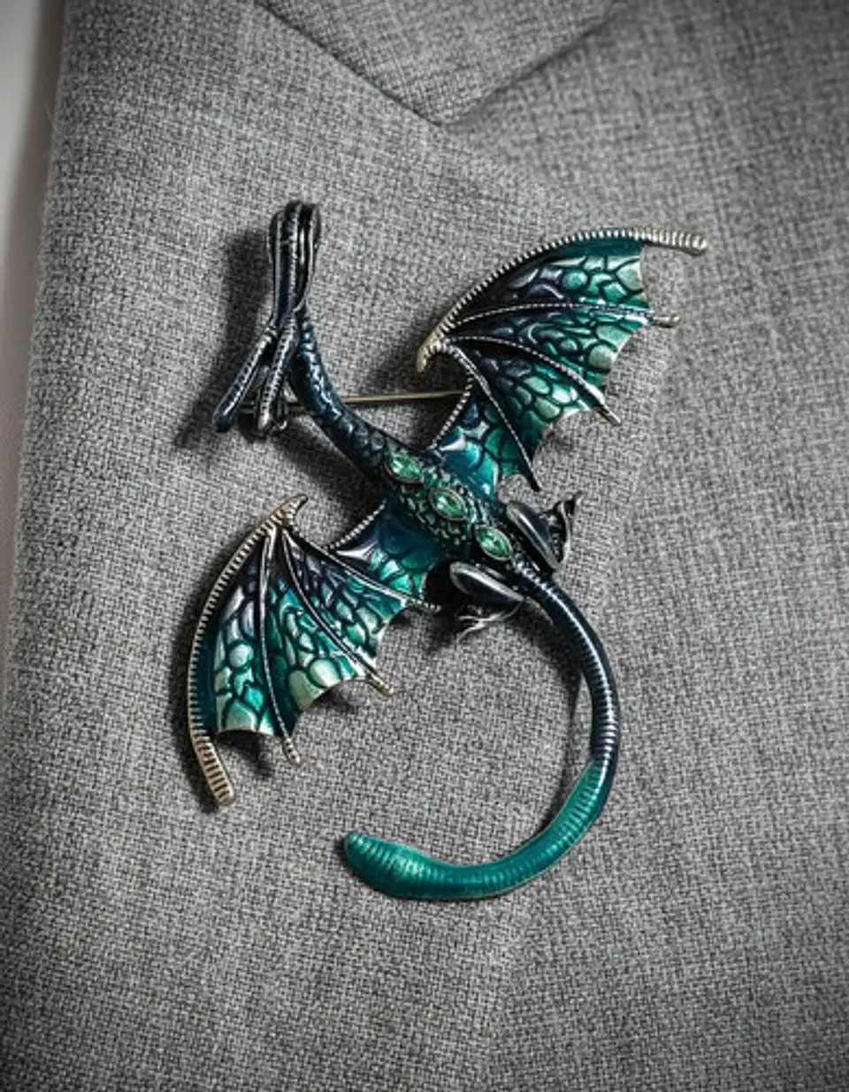 Broche De Alfiler Para Mujer Forma Dragón Esmaltado Cristal 13