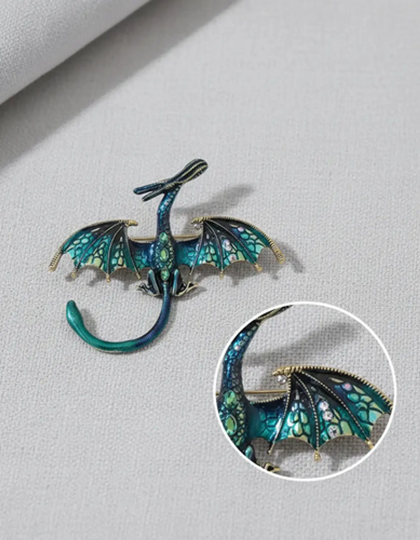 Broche De Alfiler Para Mujer Forma Dragón Esmaltado Cristal 15