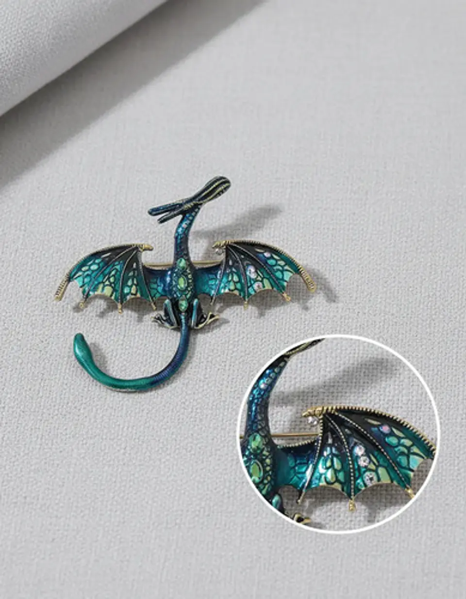 Broche De Alfiler Para Mujer Forma Dragón Esmaltado Cristal 15
